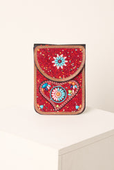 Handmade Heart Beaded Crossbody Bag