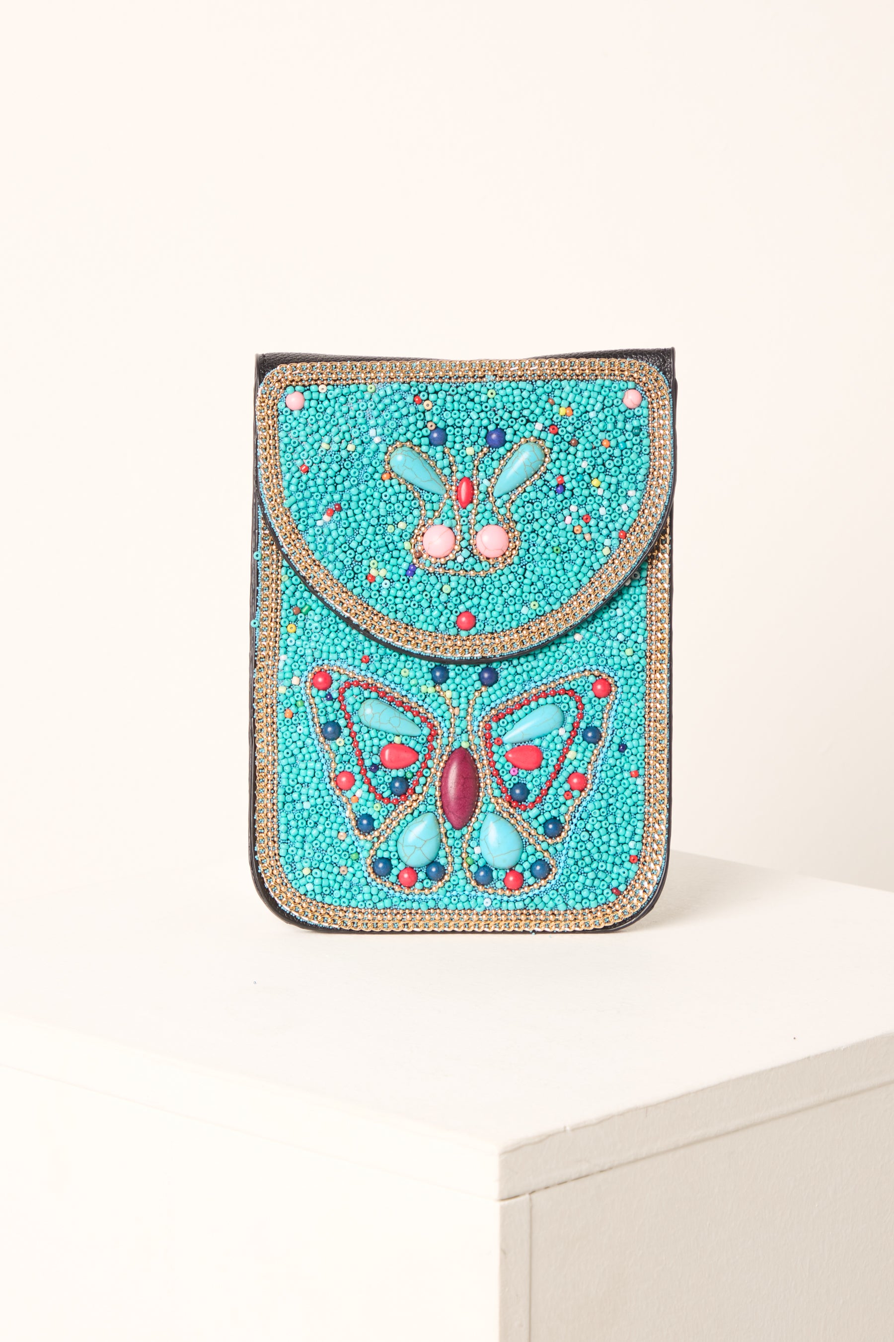 Handmade Butterfly Beaded Crossbody Bag