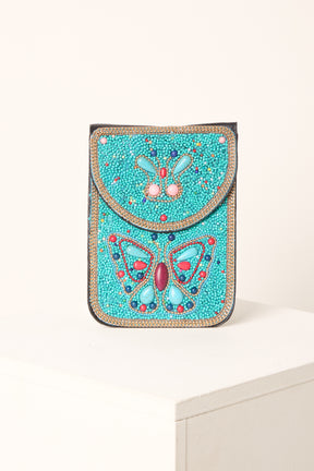 Handmade Butterfly Beaded Crossbody Bag