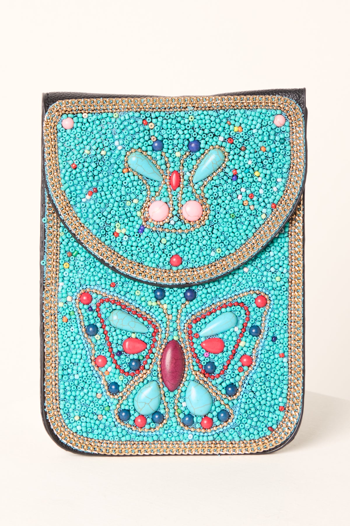 Handmade Butterfly Beaded Crossbody Bag