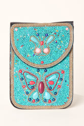 Handmade Butterfly Beaded Crossbody Bag