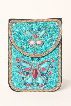 Handmade Butterfly Beaded Crossbody Bag