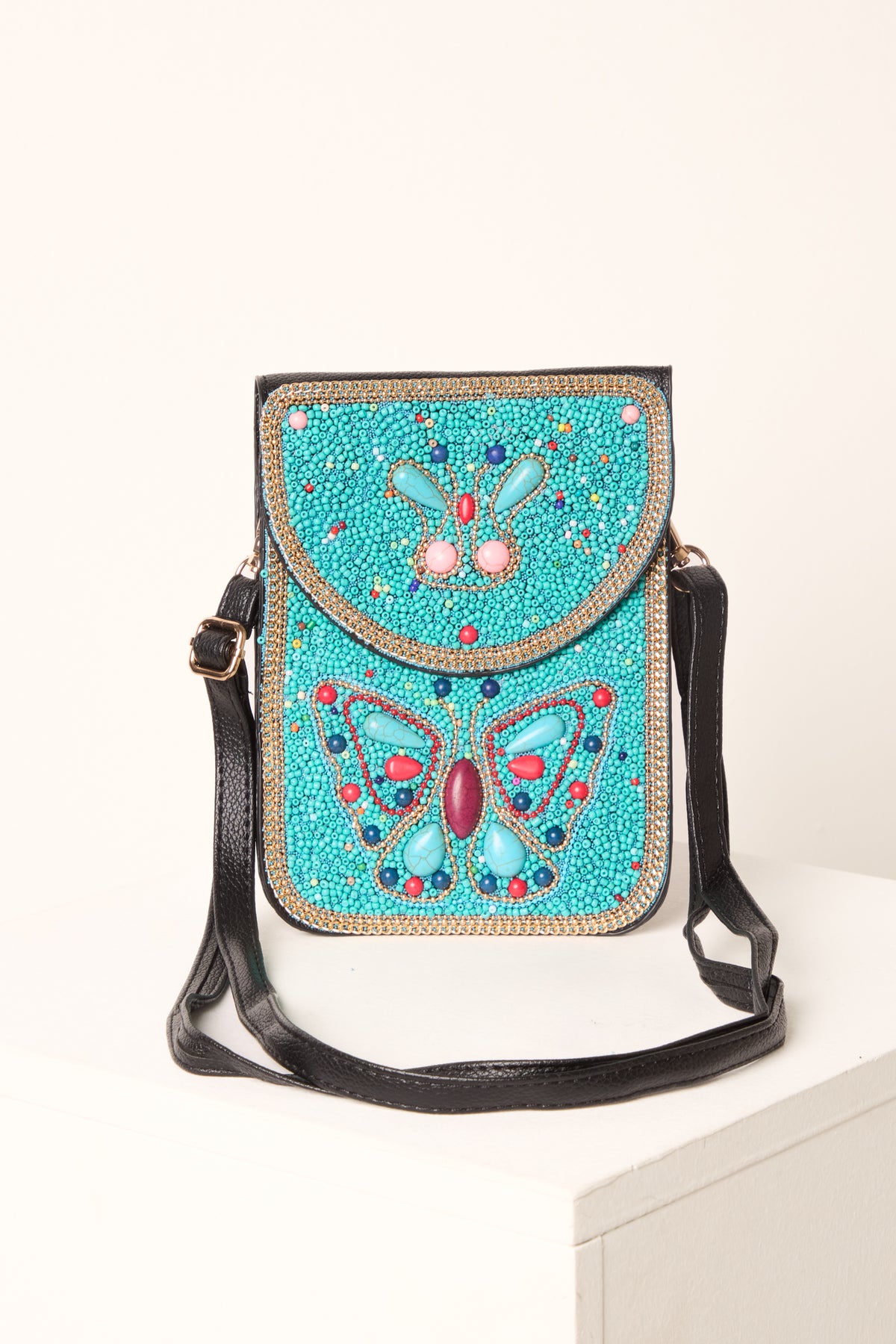 Handmade Butterfly Beaded Crossbody Bag