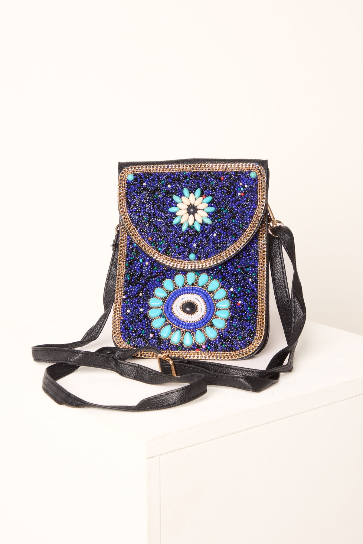 Handmade Greek Eye Beaded Crossbody Bag