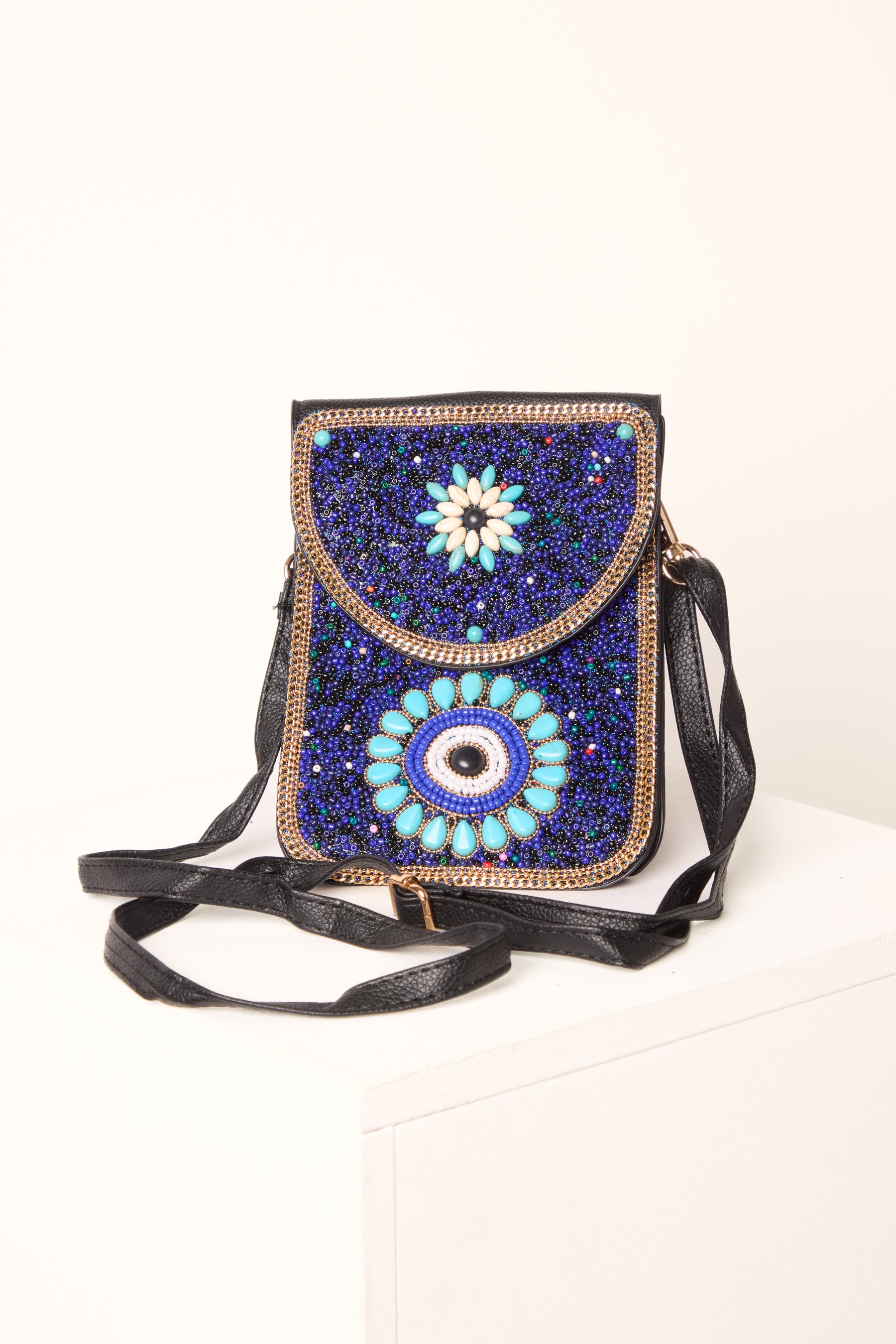 Handmade Greek Eye Beaded Crossbody Bag