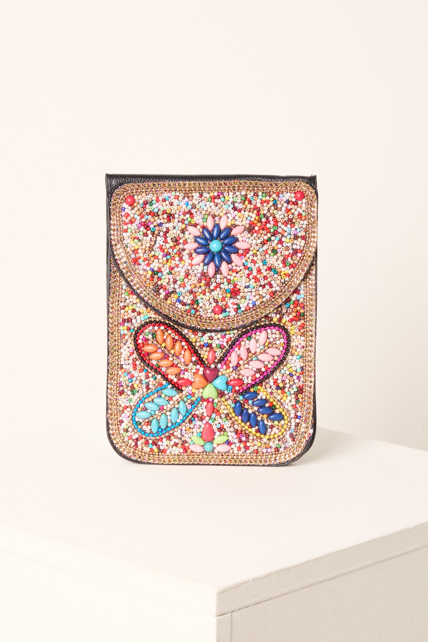 Handmade Dragonfly Beaded Crossbody Bag