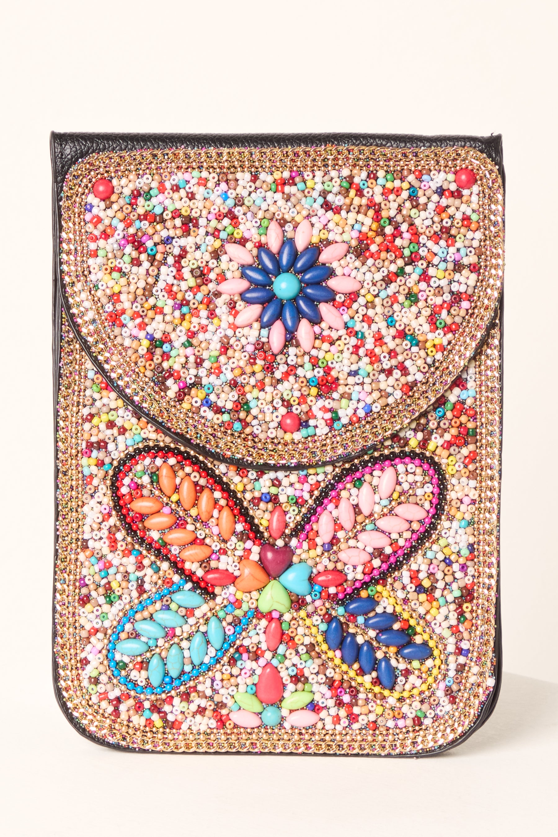 Handmade Dragonfly Beaded Crossbody Bag