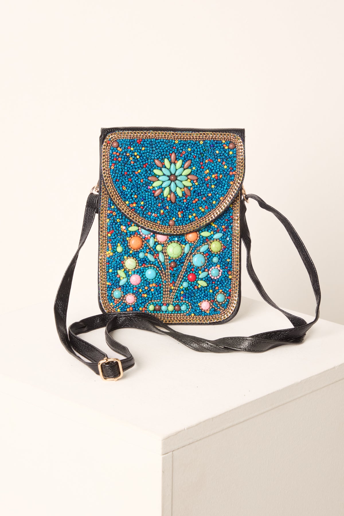 Handmade Tree Beaded Crossbody Bag