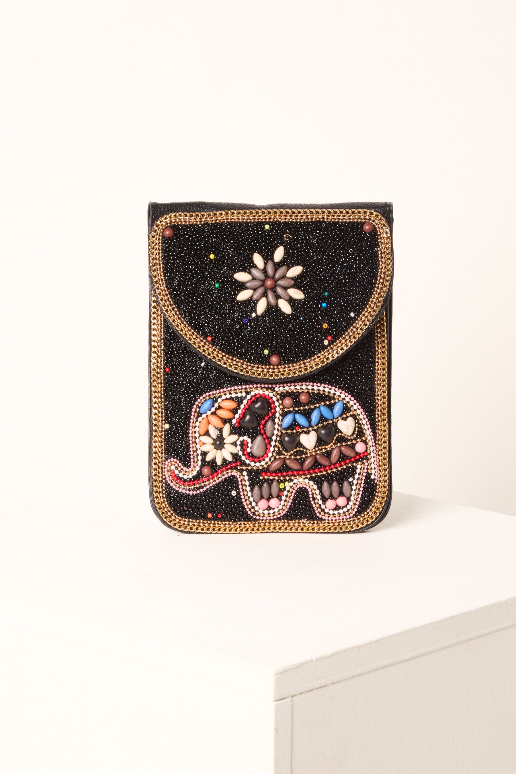 Handmade Elephant Beaded Crossbody Bag