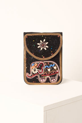 Handmade Elephant Beaded Crossbody Bag