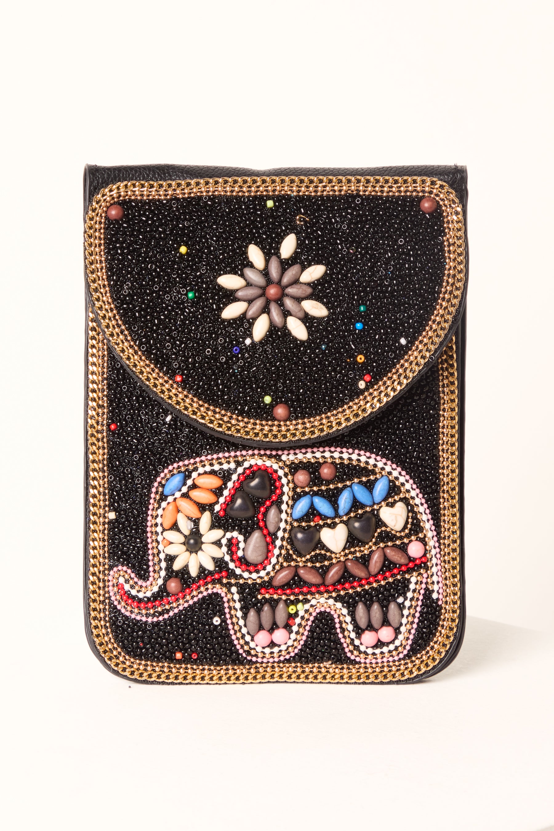 Handmade Elephant Beaded Crossbody Bag