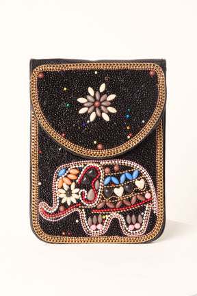 Handmade Elephant Beaded Crossbody Bag