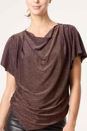 Asymmetric Draped Cowl Neck Top