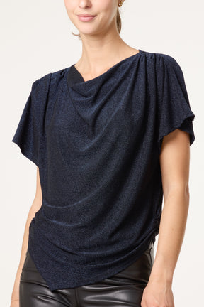 Asymmetric Draped Cowl Neck Top