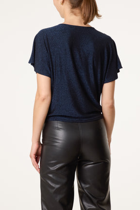 Asymmetric Draped Cowl Neck Top