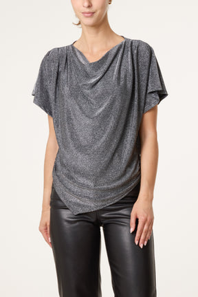Asymmetric Draped Cowl Neck Top
