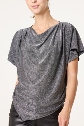 Asymmetric Draped Cowl Neck Top