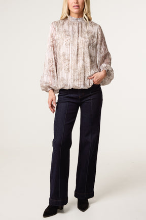 Rhinestone Butterfly Puff Ball Blouse