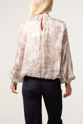 Rhinestone Butterfly Puff Ball Blouse