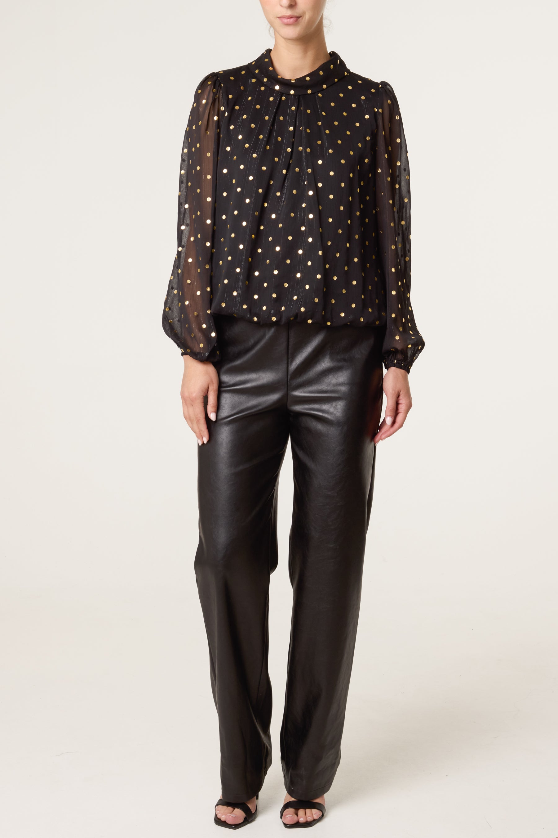 Gold Polkadot Balloon Blouse