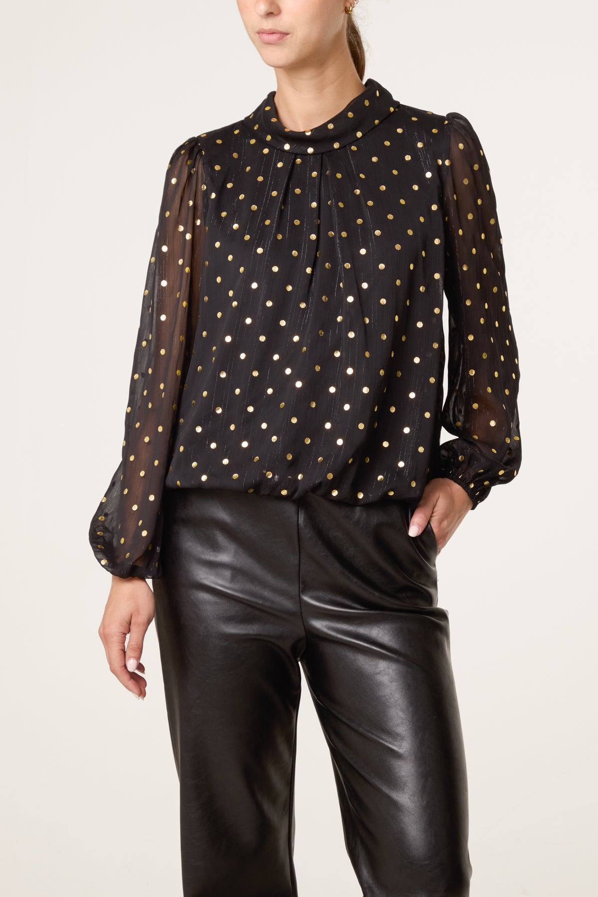 Gold Polkadot Balloon Blouse