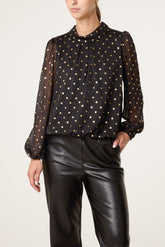 Gold Polkadot Balloon Blouse