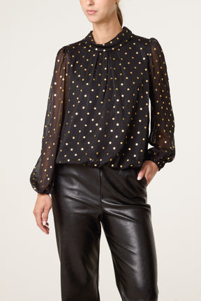Gold Polkadot Balloon Blouse