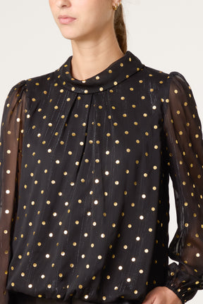 Gold Polkadot Balloon Blouse