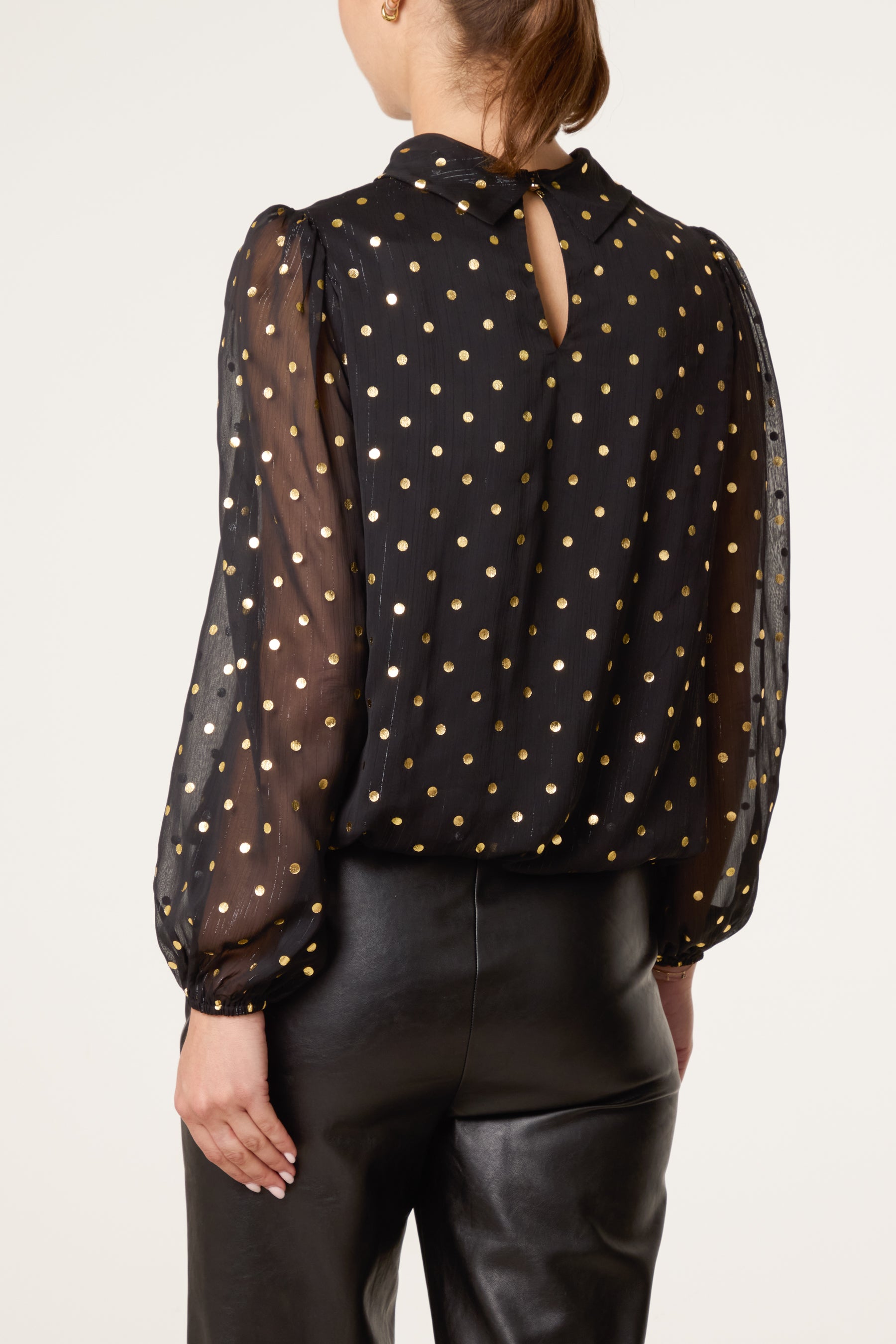Gold Polkadot Balloon Blouse