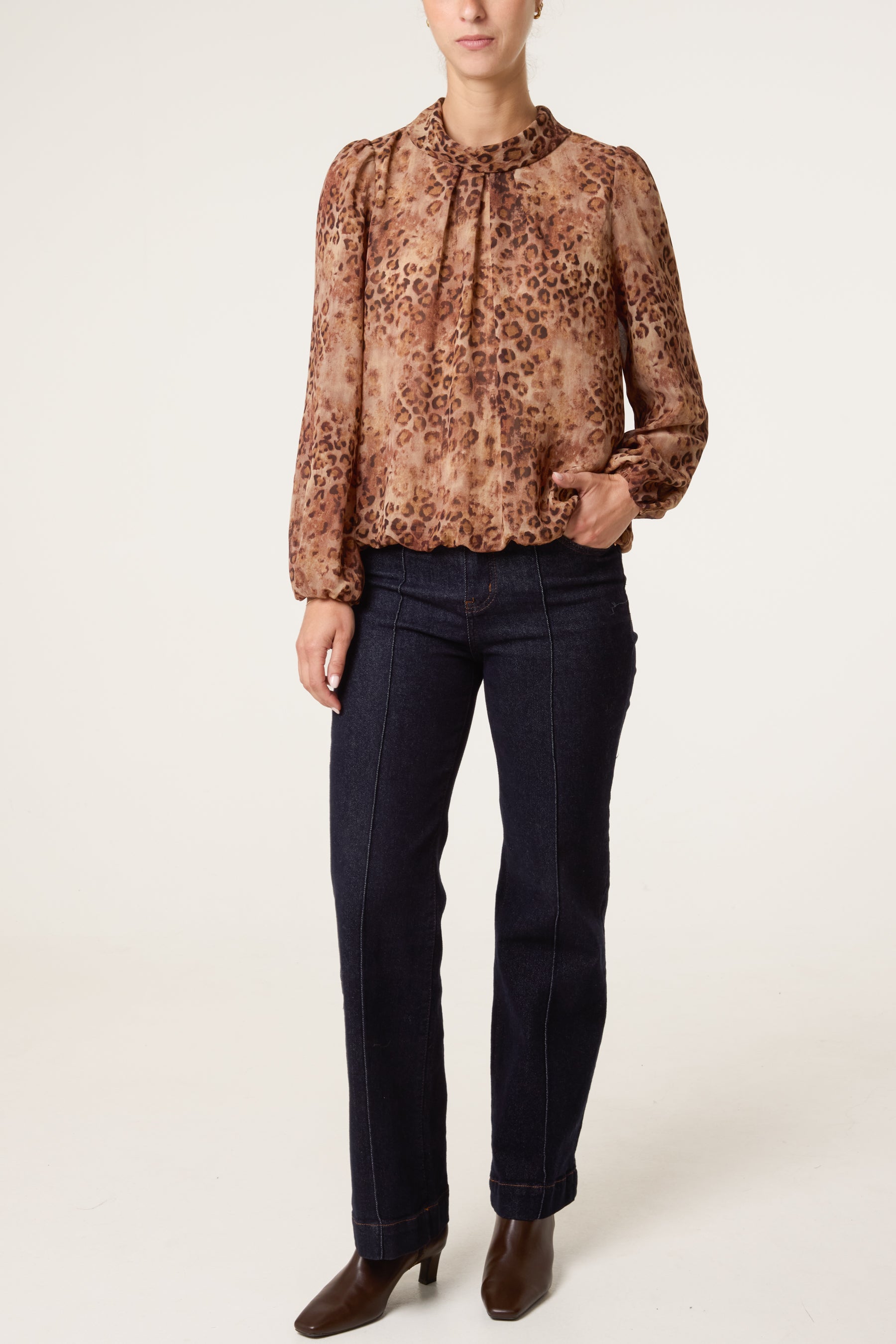 Leopard Puff Ball Blouse