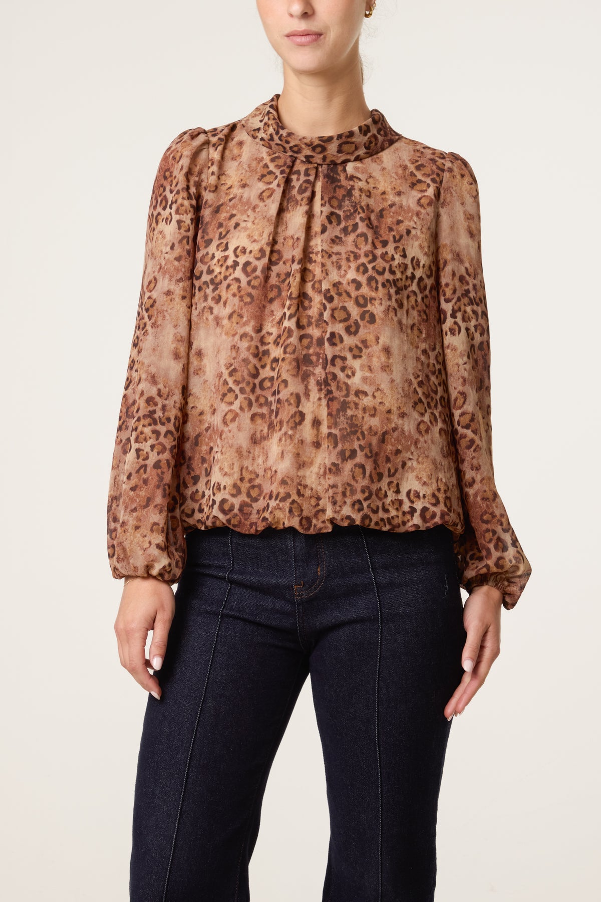 Leopard Puff Ball Blouse