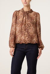 Leopard Puff Ball Blouse