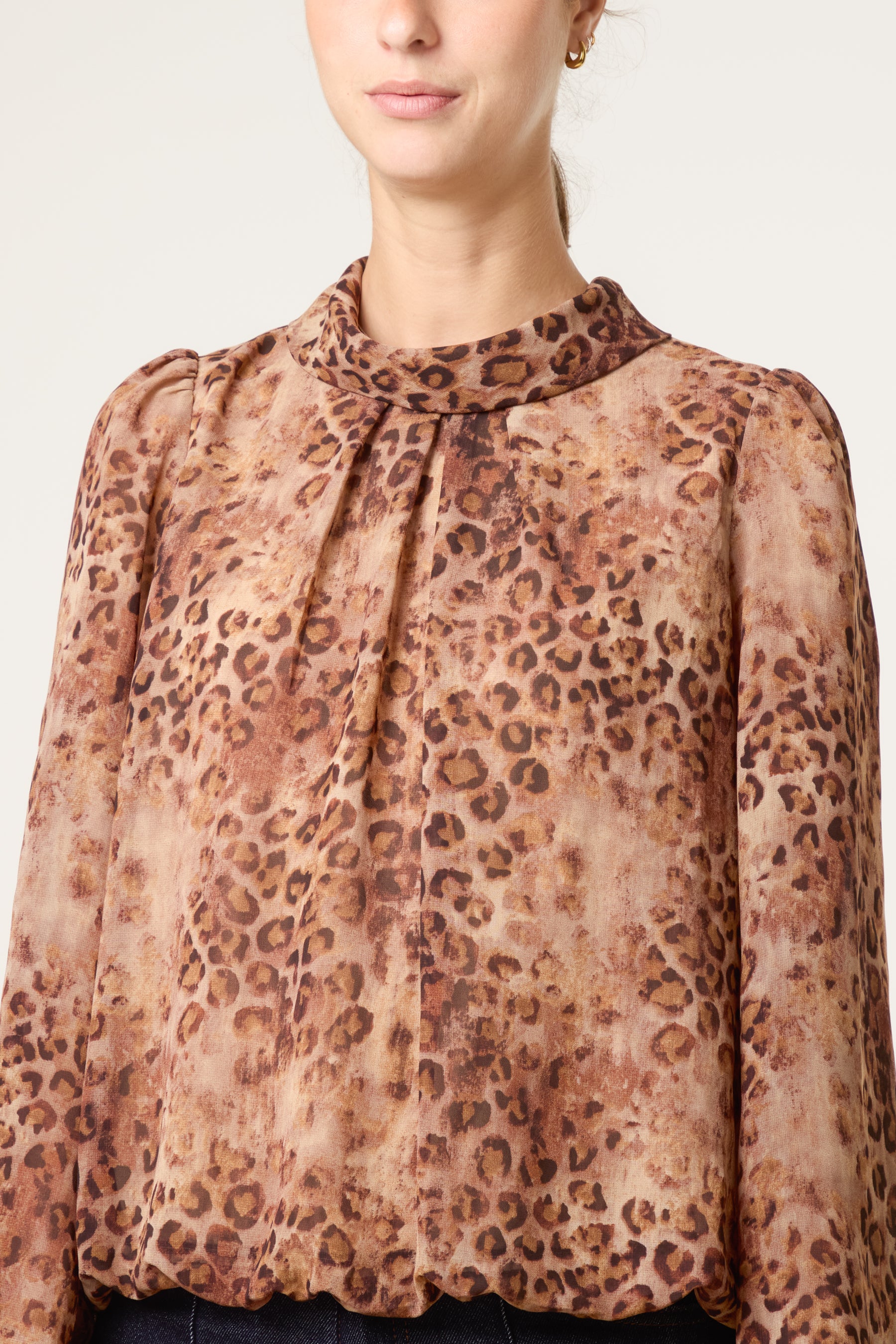 Leopard Puff Ball Blouse