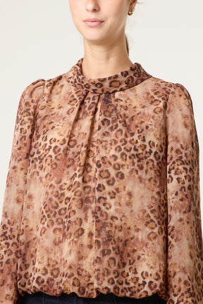 Leopard Puff Ball Blouse