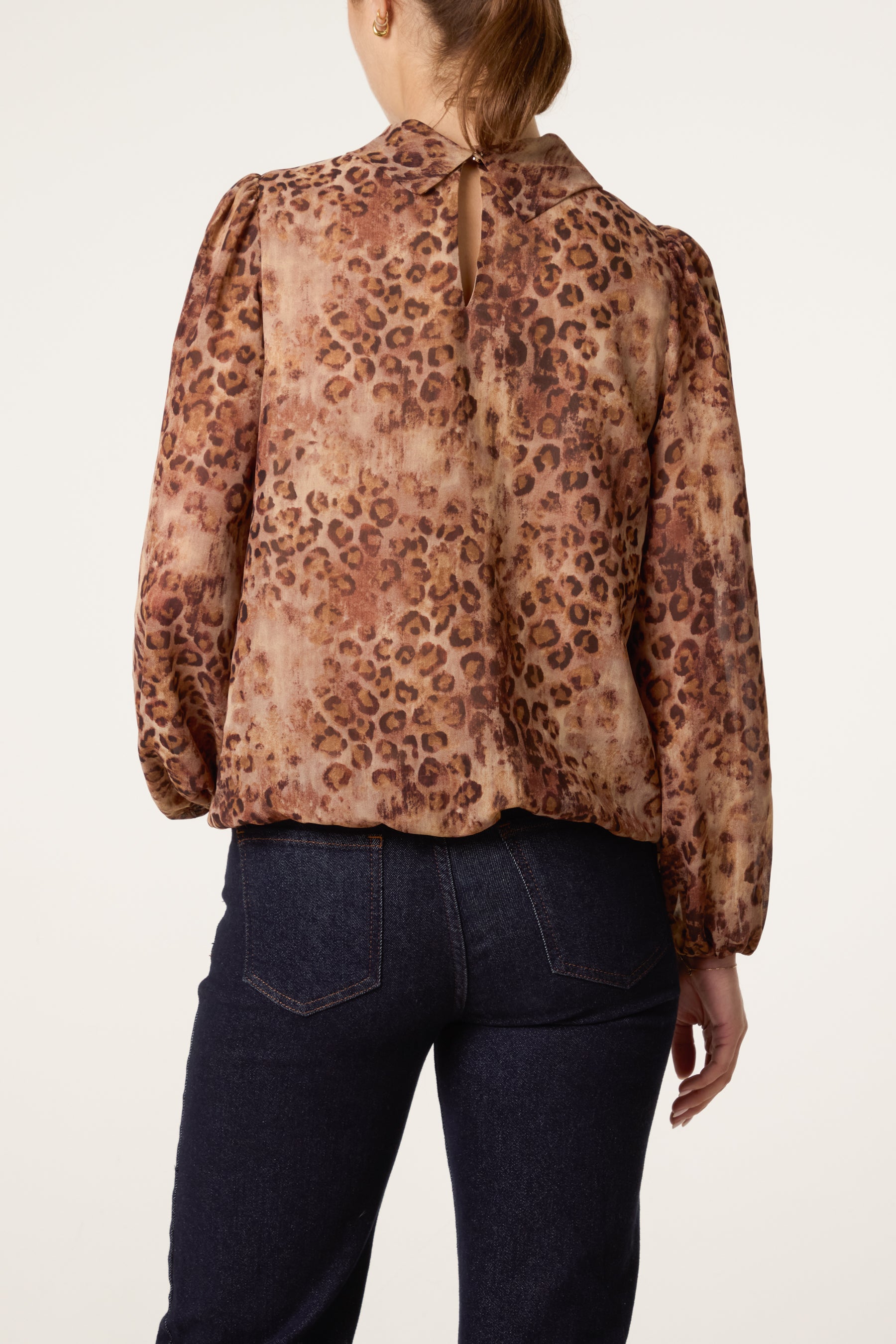 Leopard Puff Ball Blouse