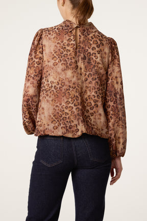 Leopard Puff Ball Blouse