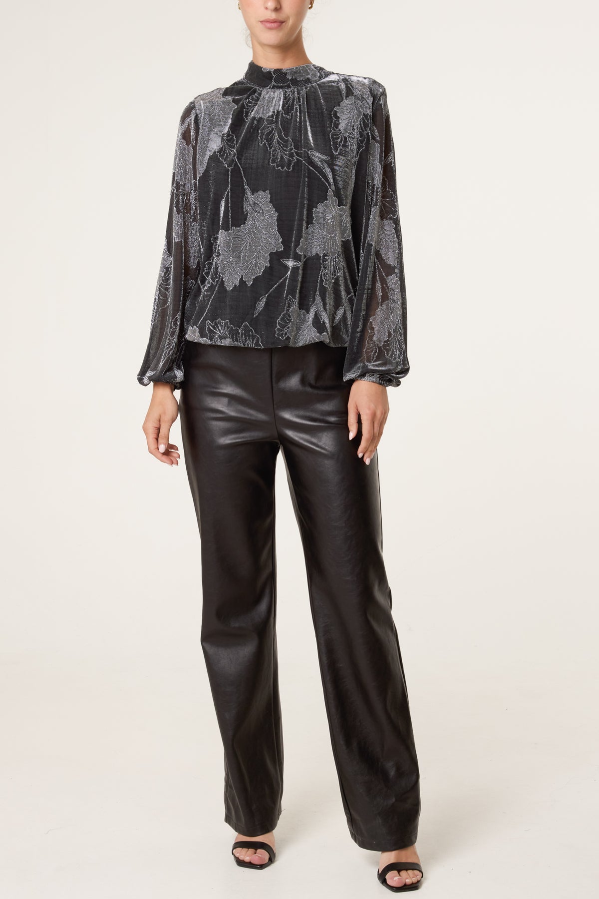 High Neck Puff Ball Blouse