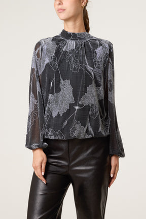 High Neck Puff Ball Blouse