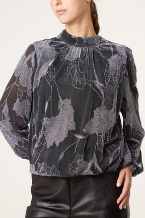 High Neck Puff Ball Blouse