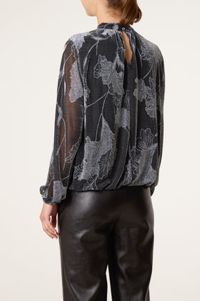High Neck Puff Ball Blouse