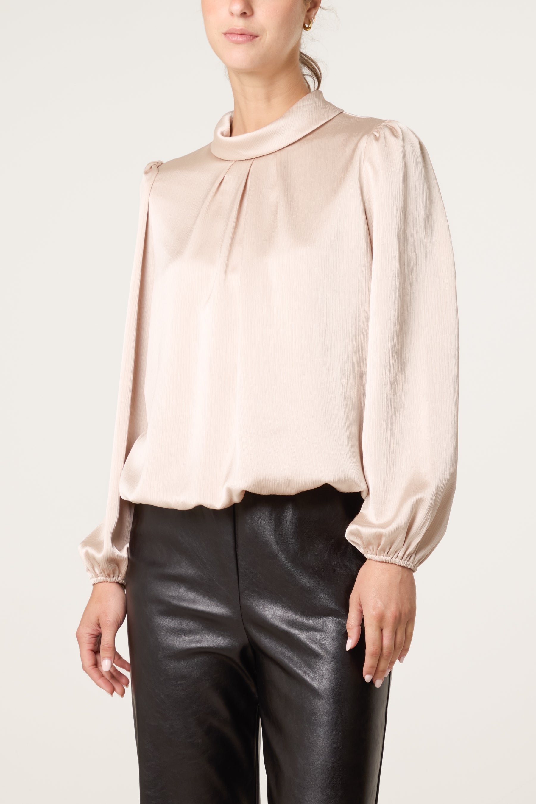 Satin Feel Puffball Blouse
