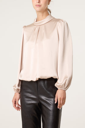 Satin Feel Puffball Blouse