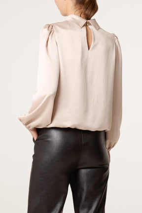 Satin Feel Puffball Blouse