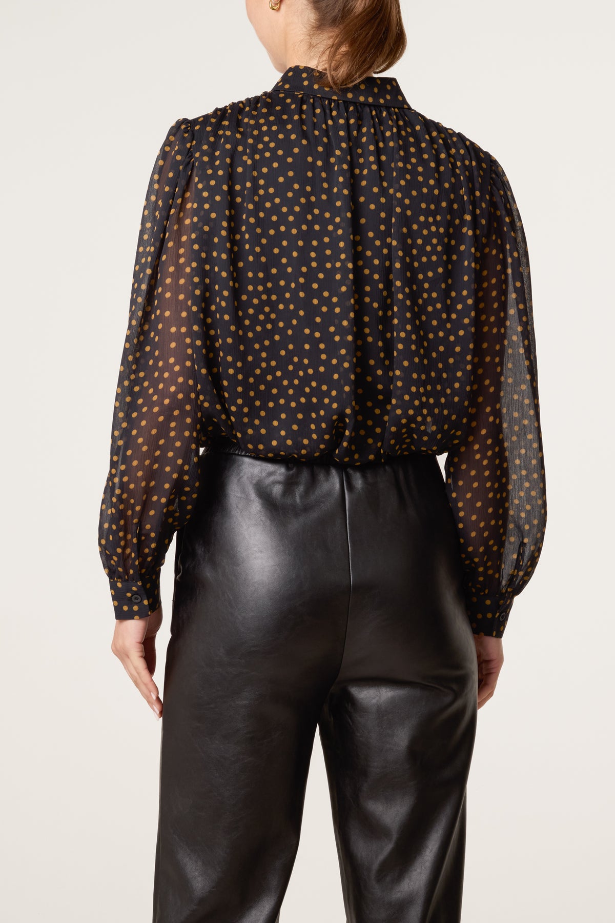 Button Through Bubble Hem Polkadot Shirt