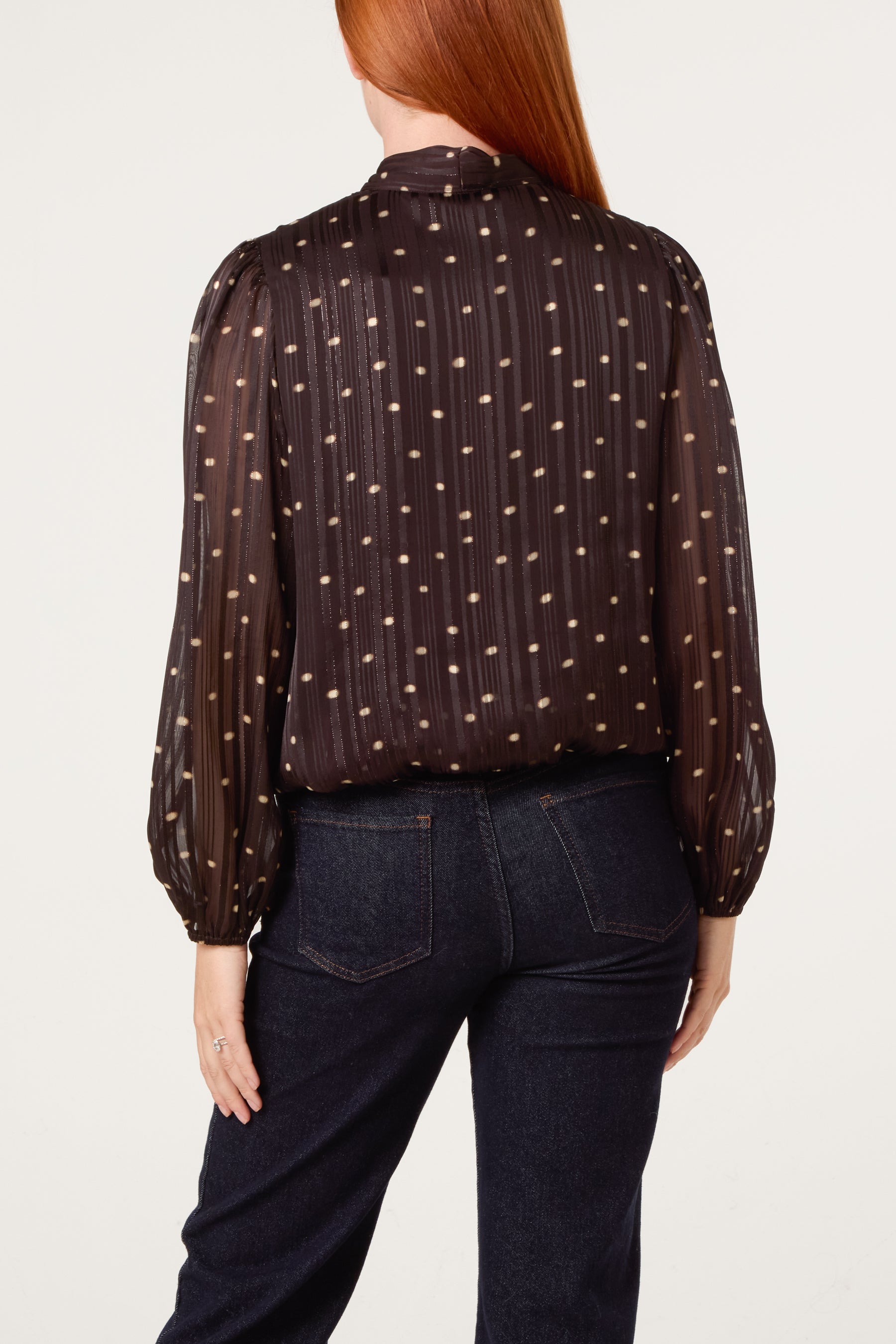 Puffball Metallic Polkadot Blouse