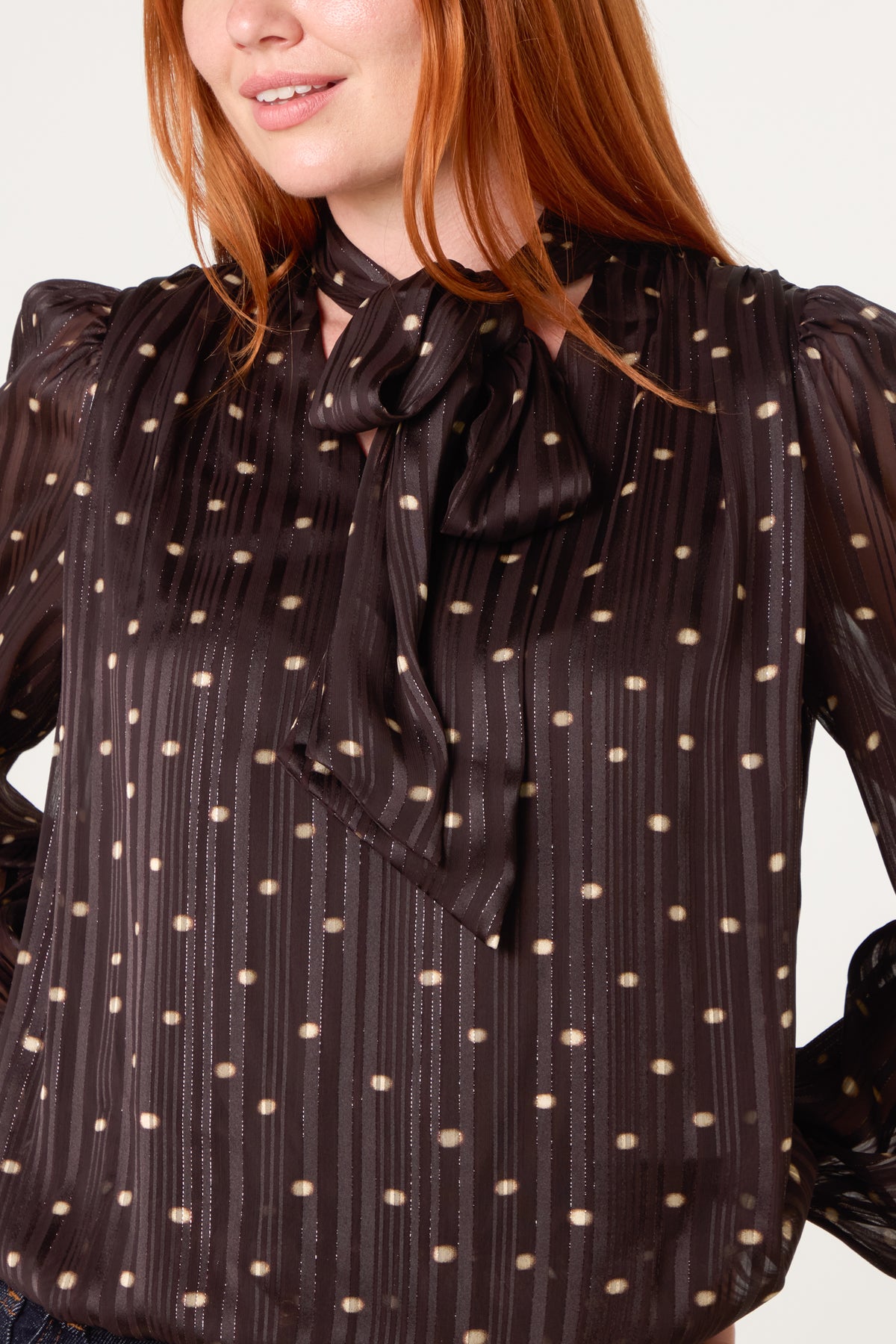Puffball Metallic Polkadot Blouse