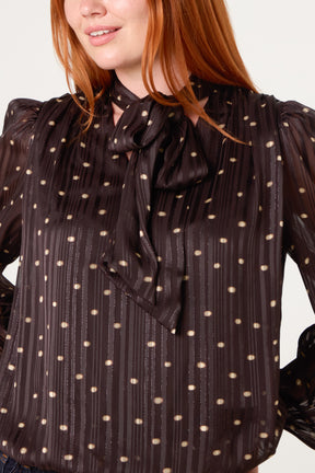Puffball Metallic Polkadot Blouse