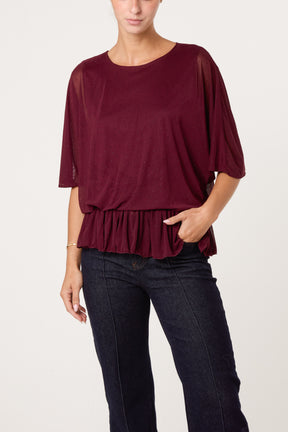 Mesh Diamante Sparkle Batwing Top