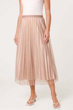 Diamante Embellished Mesh Midi Skirt