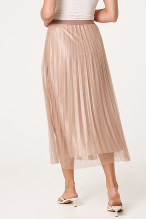 Diamante Embellished Mesh Midi Skirt